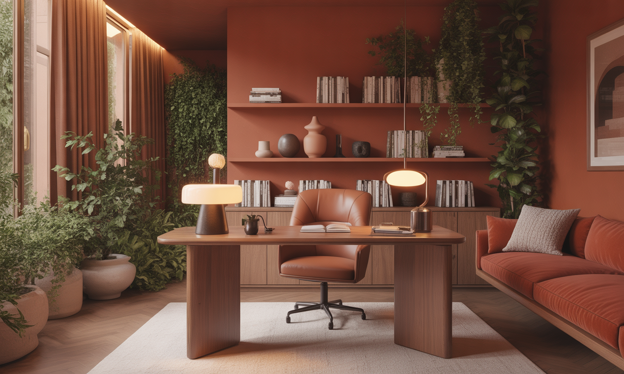 découvrez comment aménager un bureau terracotta pour un espace de travail à la fois chaleureux et élégant, alliant confort et style avec des couleurs naturelles et une décoration soignée.