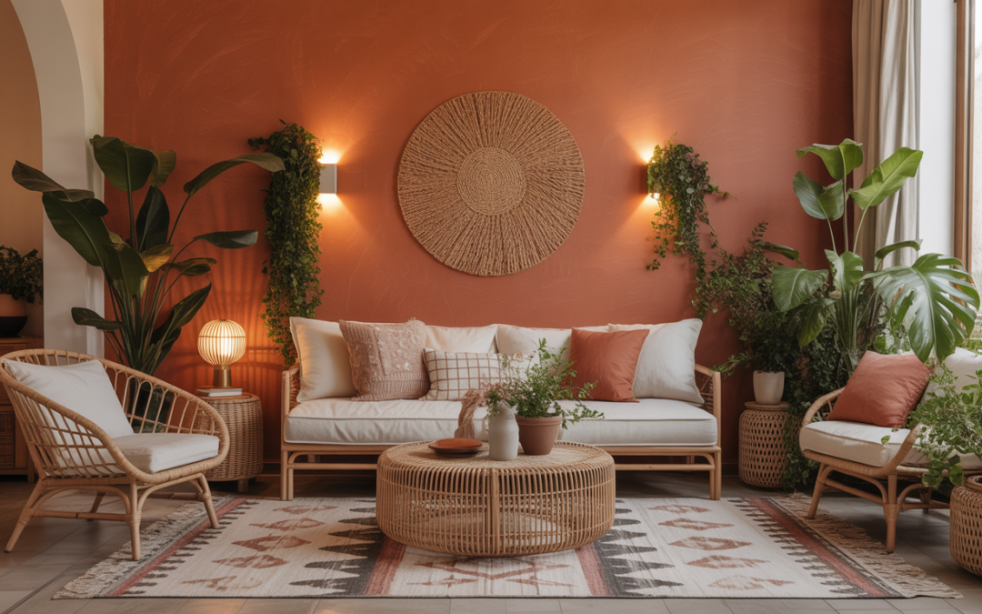 Salon mur terracotta : conseils pour une décoration chaleureuse et tendance