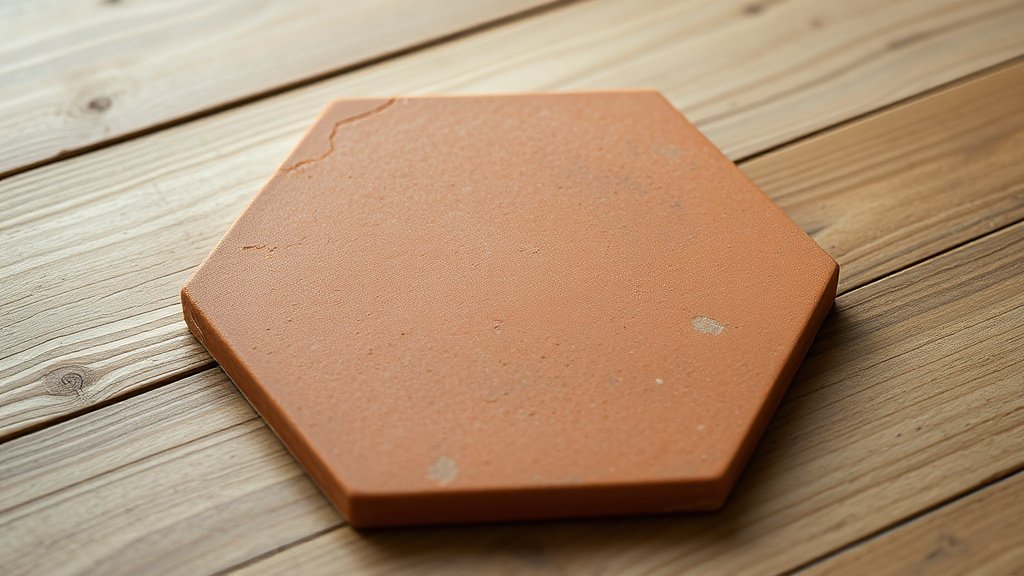 Détail d'une tomette hexagonale posée à la main