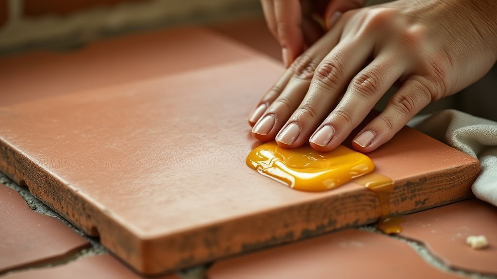 Mise en cire traditionnelle d'une tomette ancienne