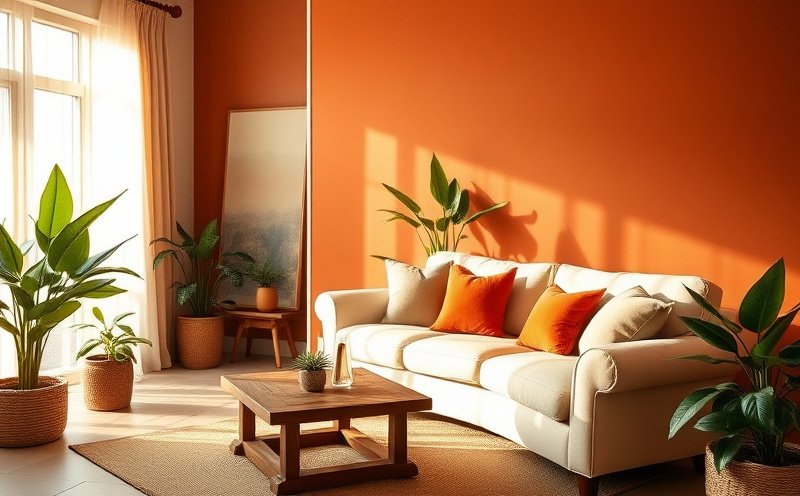 Salon décoré aux tons terracotta