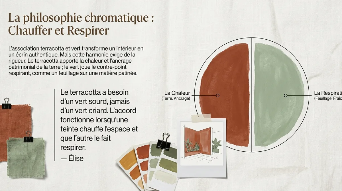 Infographie Comment intégrer terracotta et vert dans chaque pièce de la maison