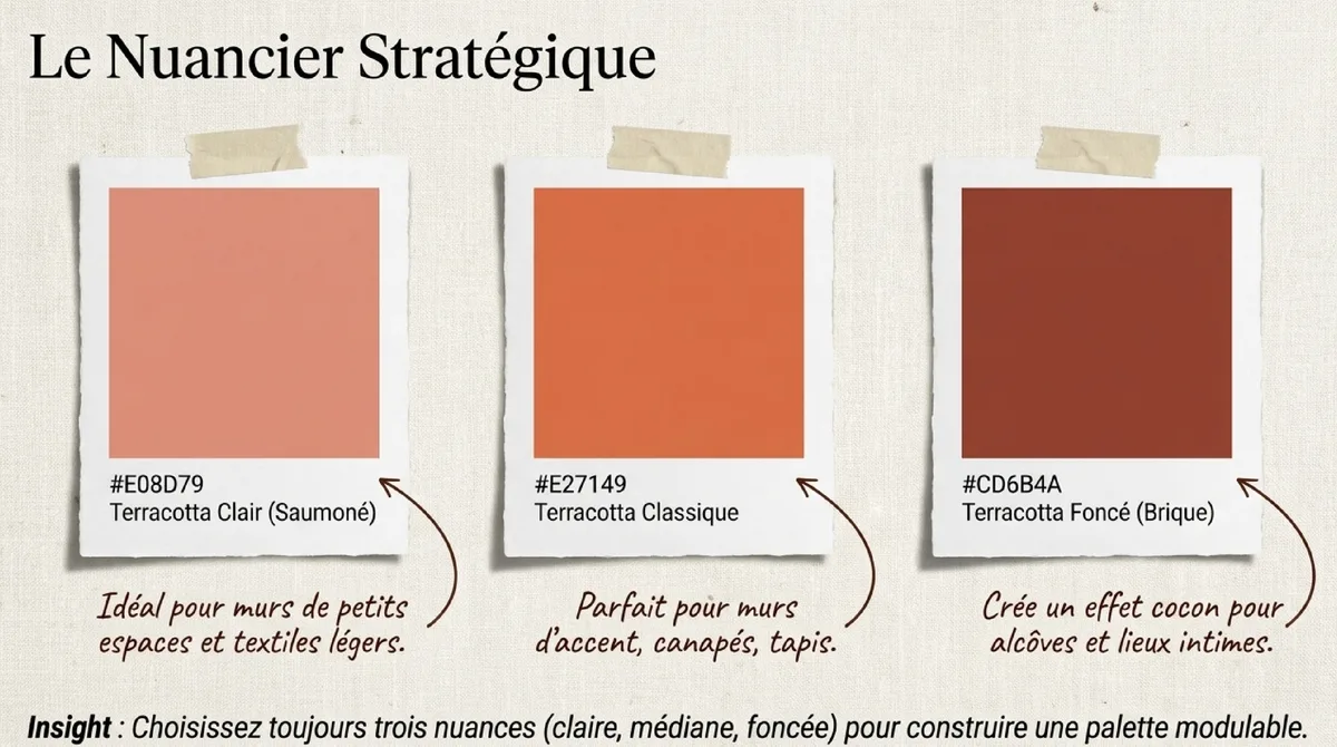 Infographie Palette terracotta et combinaison couleurs : harmonies pour une déco réussie