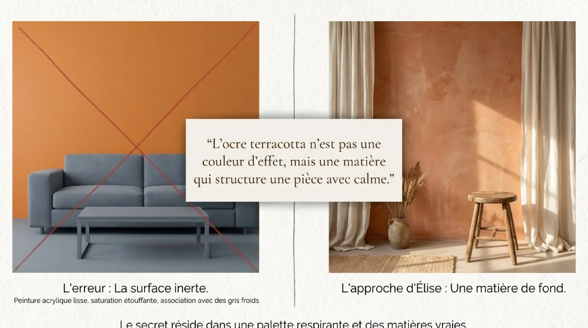 Infographie Choisir couleur : nuances d’ocre et terracotta, sélection d’une palette de couleurs adaptée