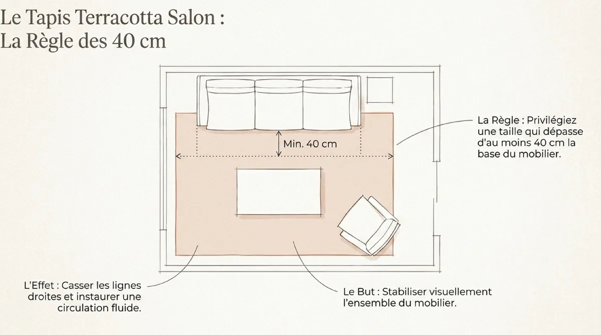 Infographie Trois règles à retenir pour le tapis terracotta