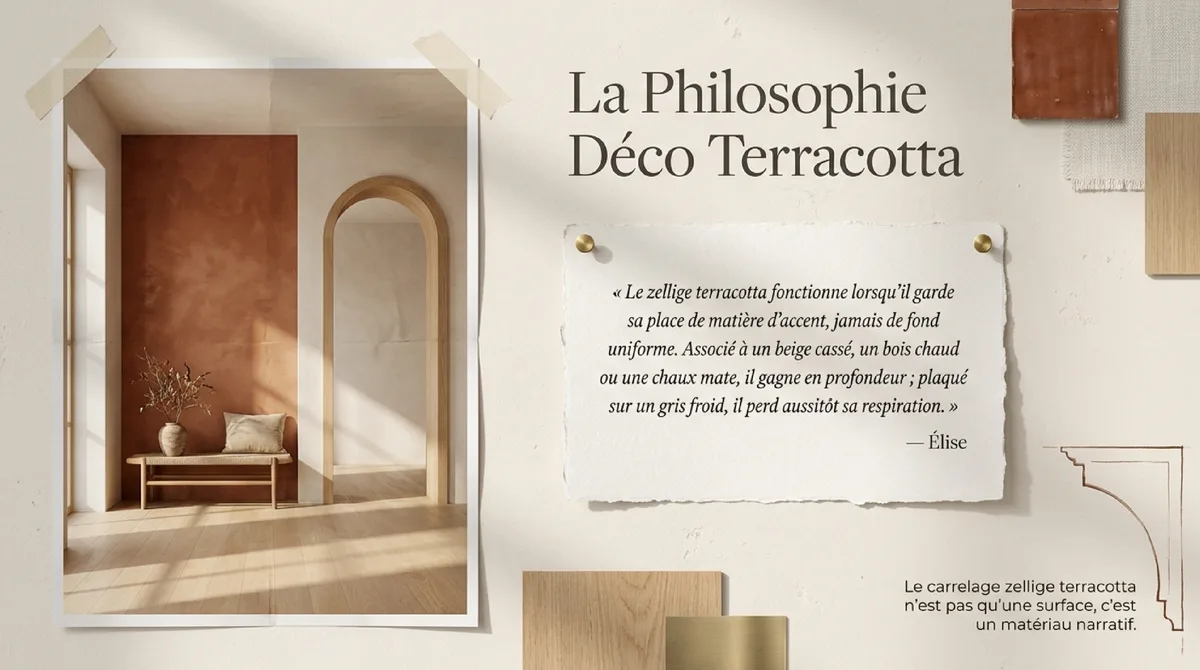 Infographie Processus artisanal du carrelage zellige terracotta : techniques, matières et savoir-faire