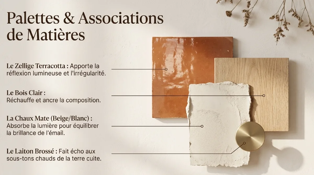 Infographie Trois règles à retenir pour le zellige terracotta