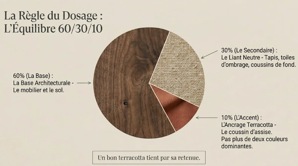 Infographie Matériaux, techniques et entretien des coussins extérieur terracotta