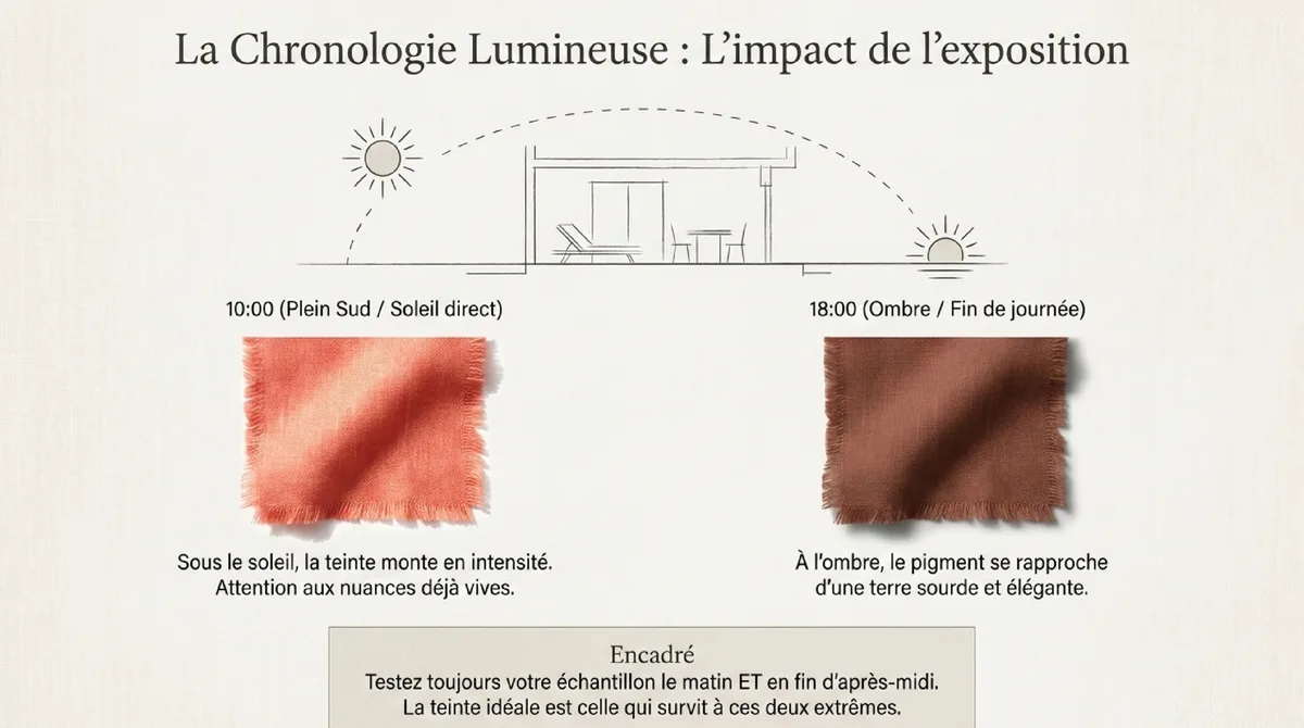 Infographie Associer le coussin terracotta au mobilier de jardin et à l'ambiance extérieure