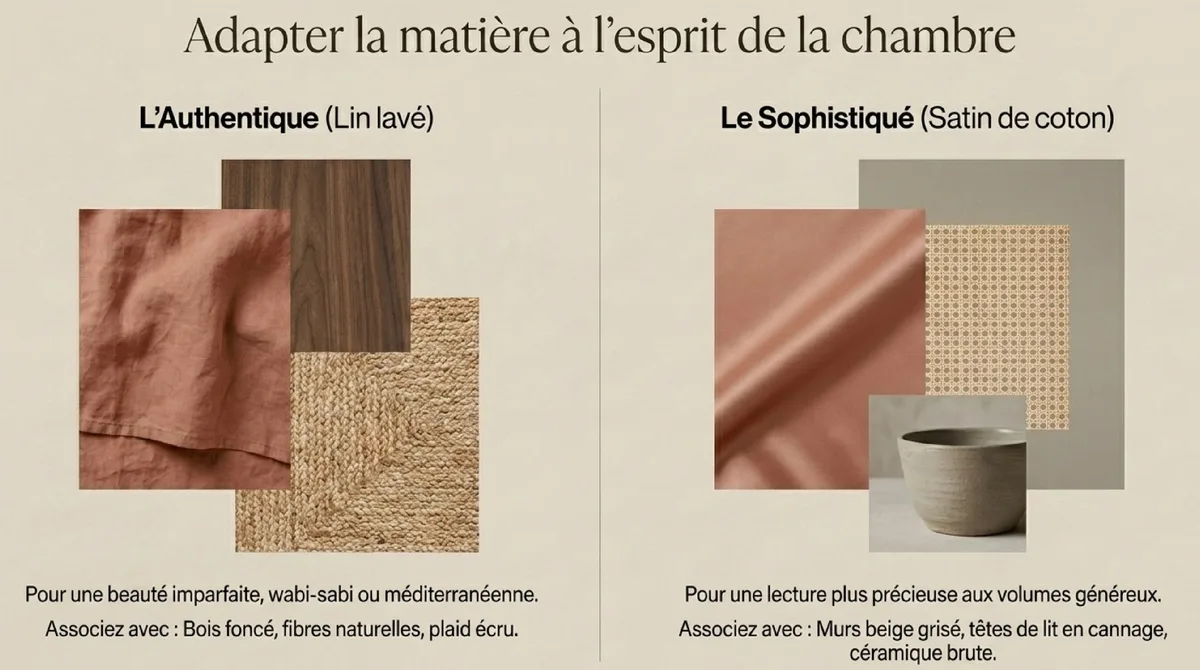Infographie Trois règles à retenir pour choisir un linge de lit terracotta haut de gamme