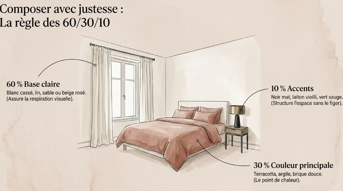 Infographie Une chambre durable, entre patrimoine textile et design contemporain