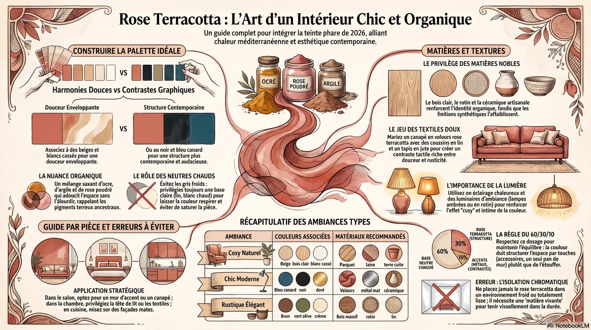 Infographie Rose terracotta : l’adopter pour un intérieur chaleureux