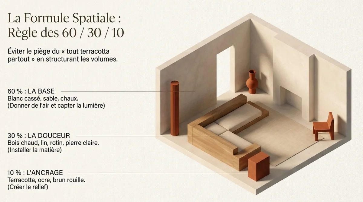 Infographie La chambre et la salle de bains dans un esprit maison de vacances