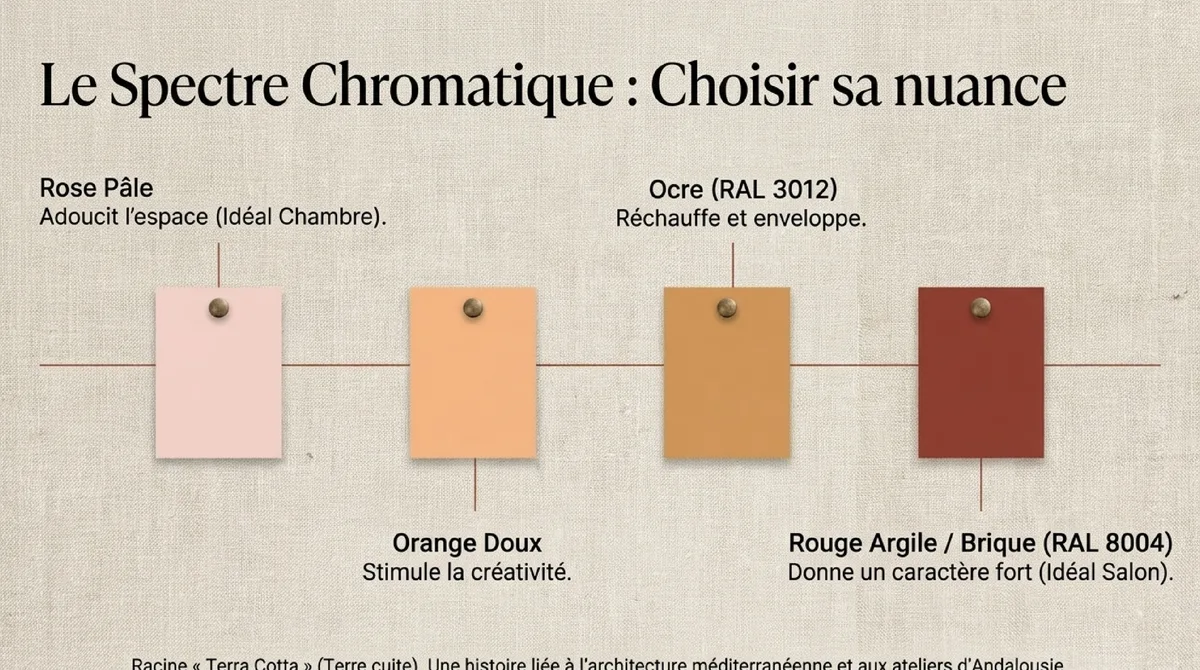 Infographie Symbolique et bienfaits émotionnels de la teinte terracotta en déco
