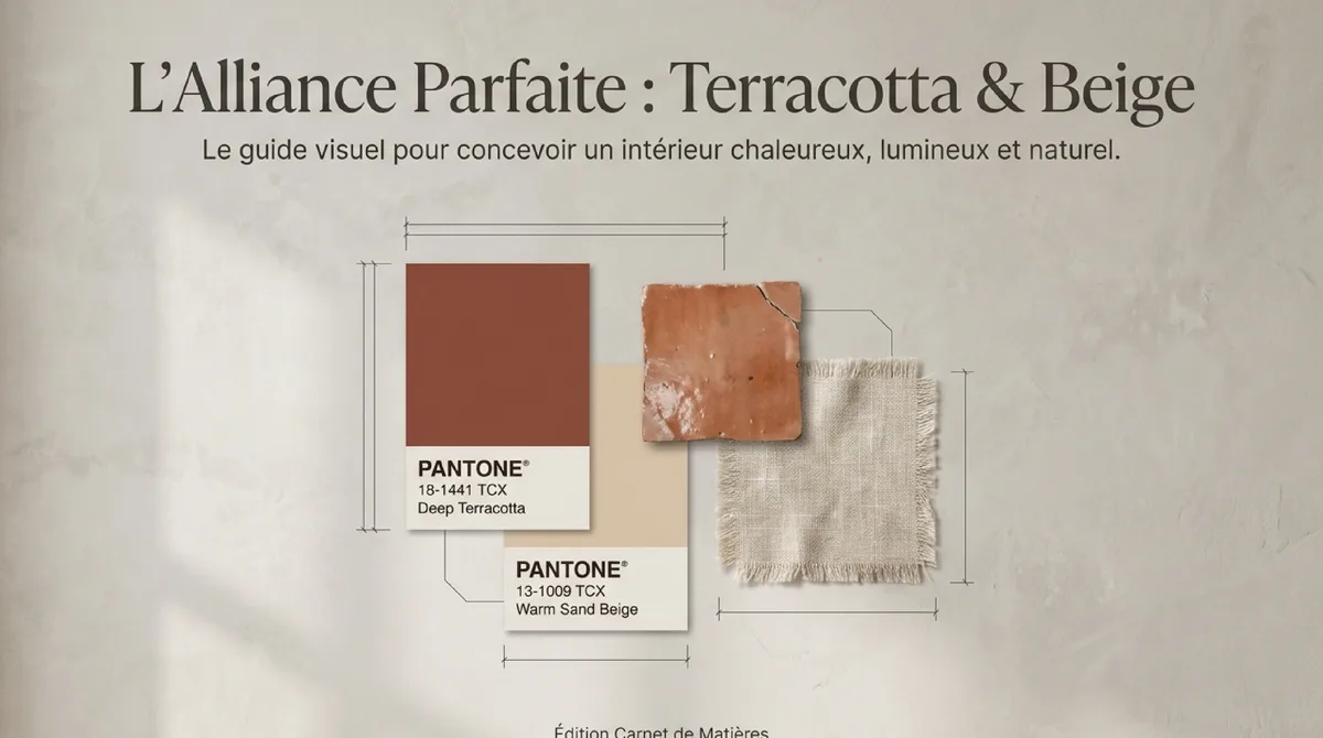 Infographie Créer un Salon Cosy et Naturel avec le duo Terracotta Beige