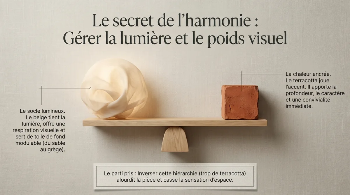 Infographie Terracotta et beige : harmoniser la palette de couleurs pour une ambiance chaleureuse