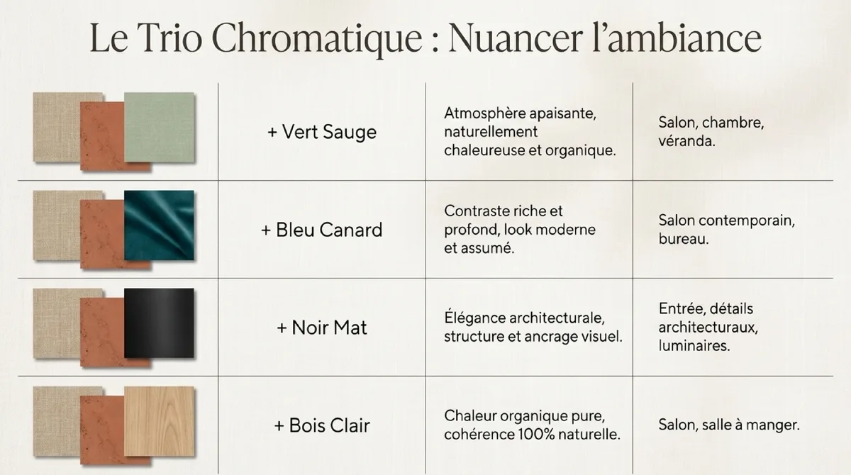 Infographie Trois règles à retenir pour le terracotta beige