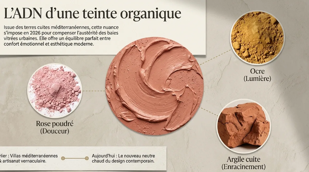 Infographie Construire une palette de couleurs autour du rose terracotta