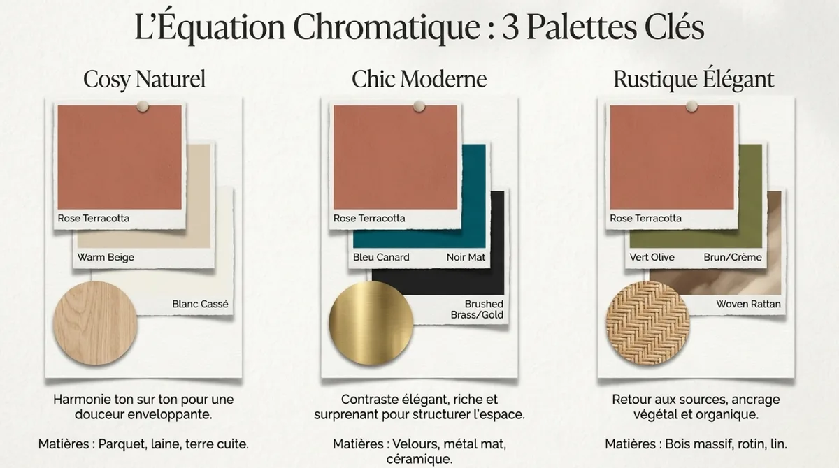 Infographie Trois règles à retenir pour le rose terracotta
