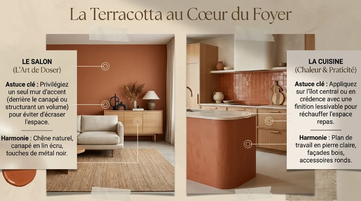 Infographie Trois règles à retenir pour une décoration en peinture terracotta
