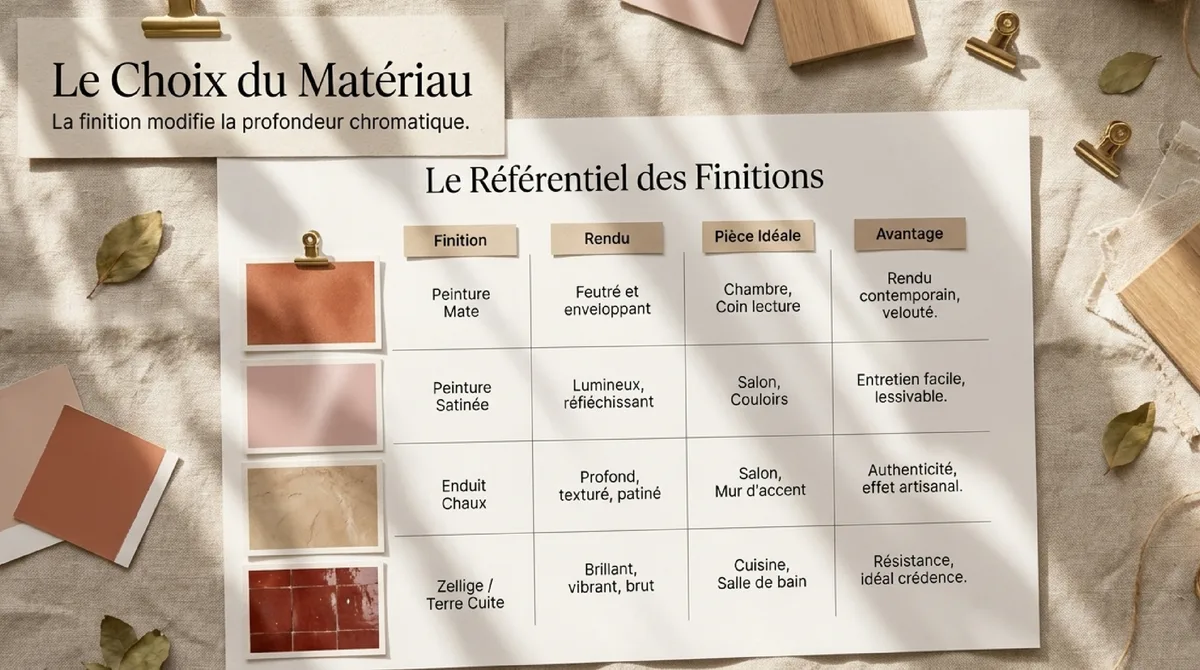 Infographie Associations de couleurs et matériaux pour un design intérieur réussi