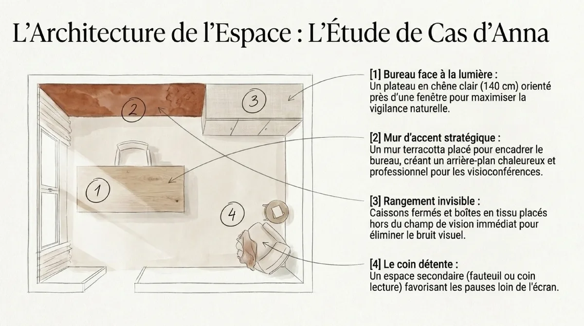 Infographie Trois règles à retenir pour un bureau terracotta