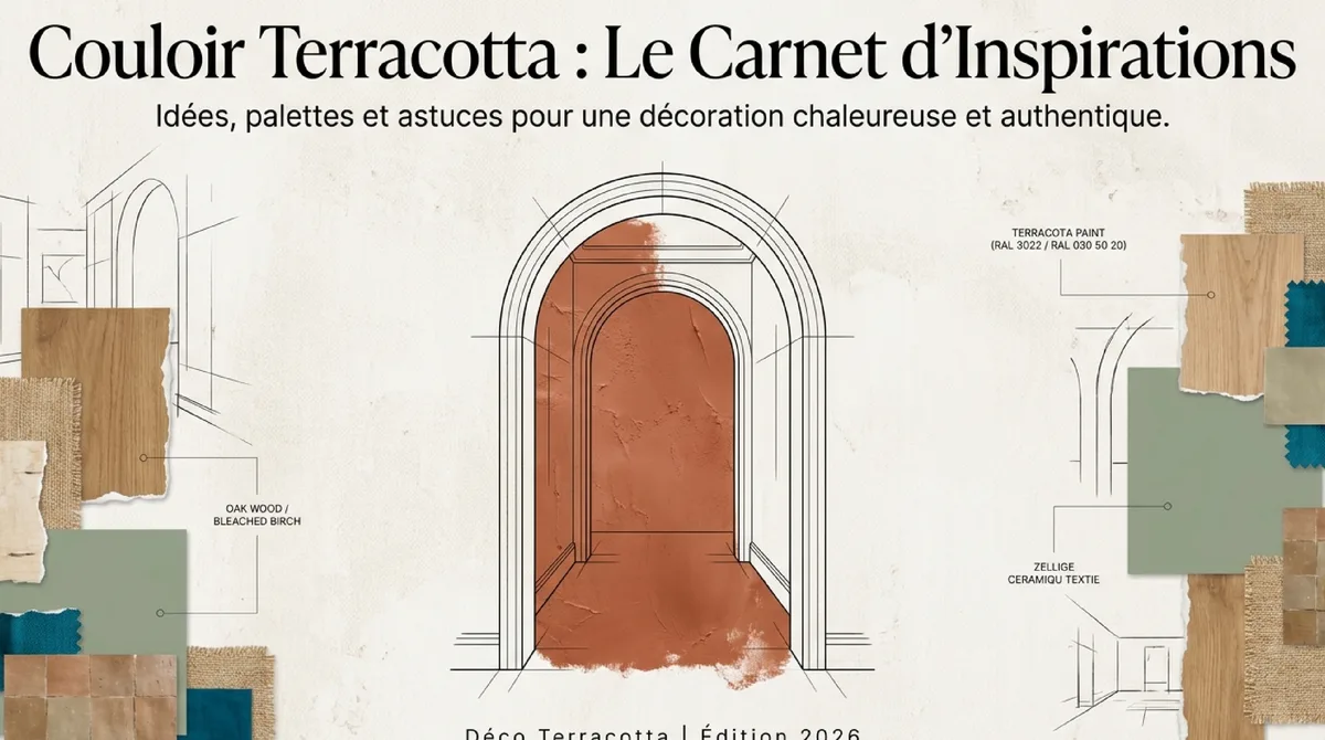 Infographie Couloir terracotta : pourquoi cette teinte fonctionne si bien dans les espaces de passage