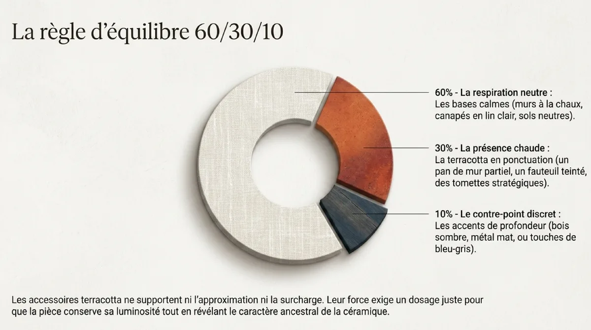Infographie Trois règles à retenir pour les accessoires terracotta