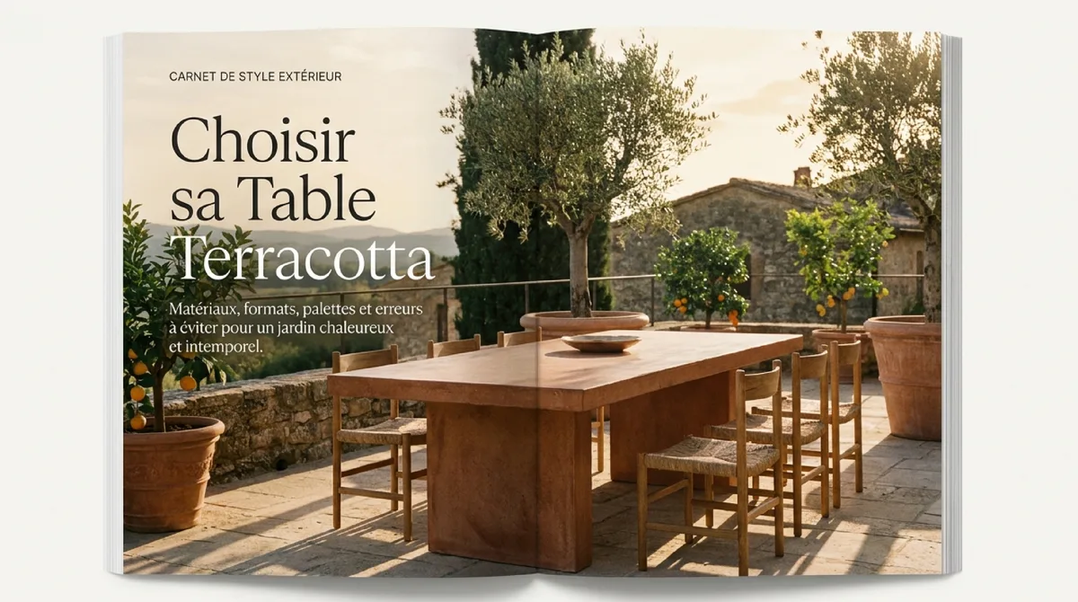 Infographie Choisir la bonne taille et la forme pour une table d’extérieur terracotta