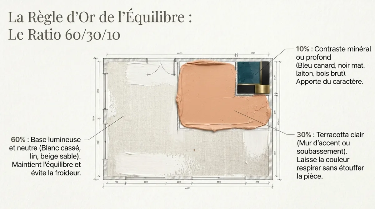 Infographie Trois règles à retenir sur la peinture terracotta clair