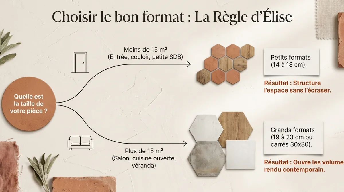 Infographie Tableau comparatif des formats de carrelages tomettes