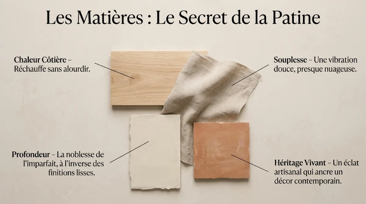 Infographie Le salon California cool en version terre cuite