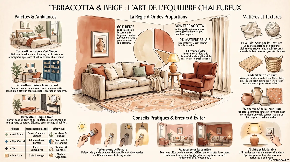 Infographie Terracotta et beige : associer ces couleurs pour un intérieur chaleureux
