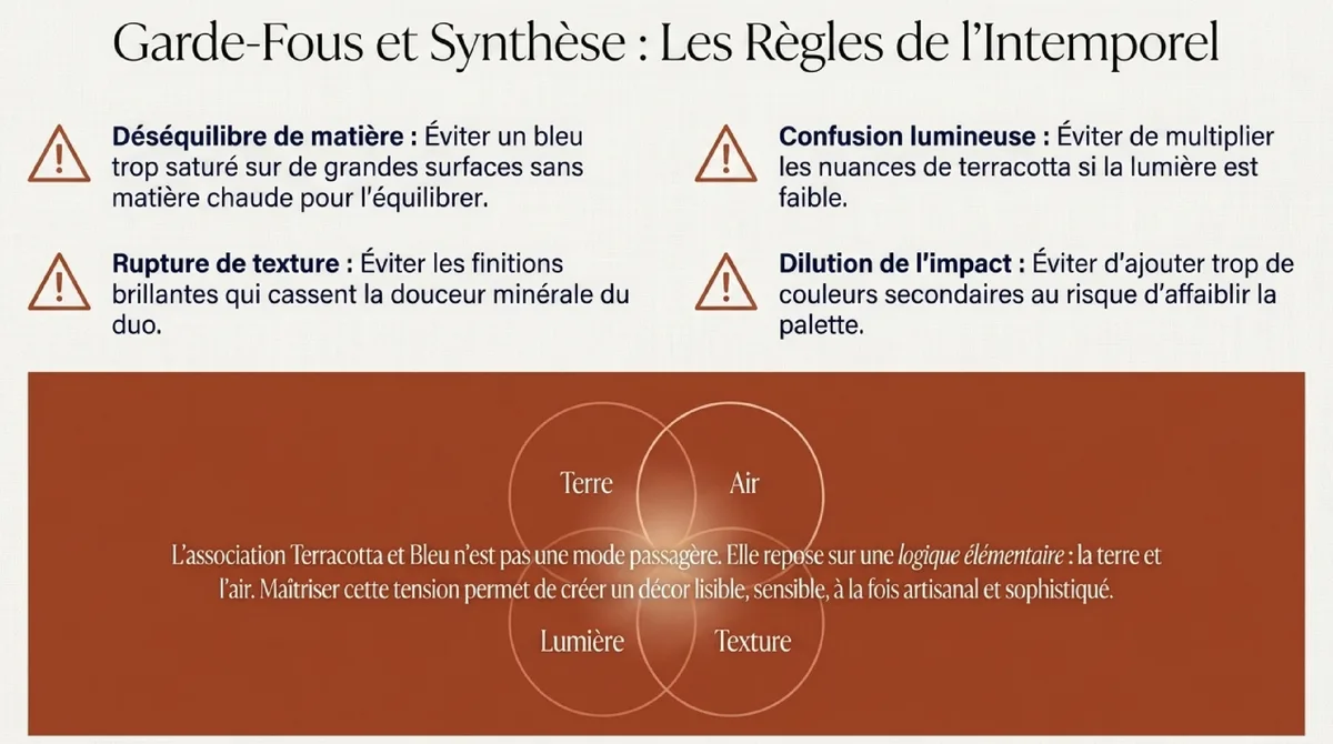 Infographie Les erreurs à éviter avec terracotta et bleu