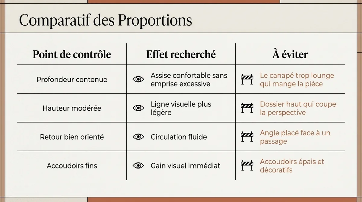 Infographie La palette terracotta qui allège visuellement le canapé d’angle