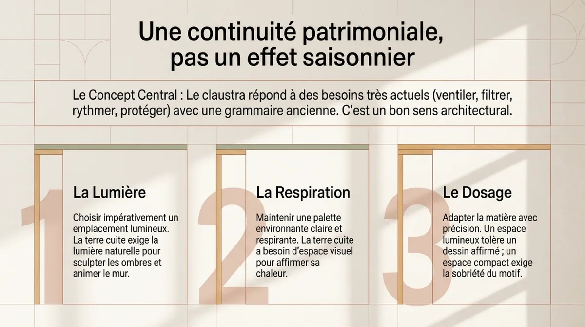 Infographie Claustra en terre cuite : une solution durable, pas une mode