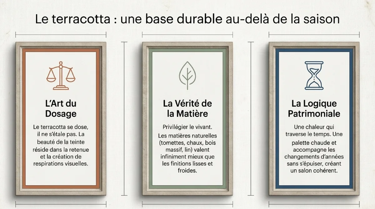 Infographie Le terracotta comme base durable, pas comme décor de saison