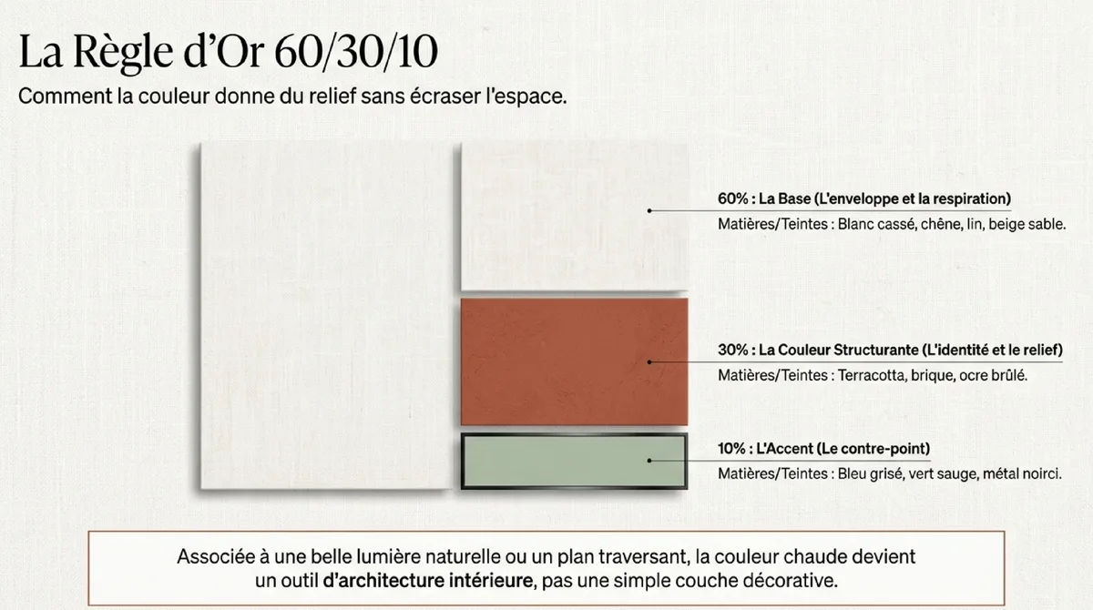 Infographie Pourquoi la couleur forte fonctionne dans un 71 m²