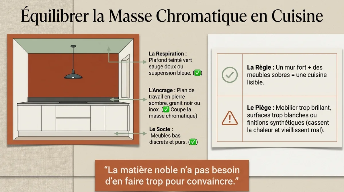 Infographie La cuisine terracotta : un volume chaud, pas une masse