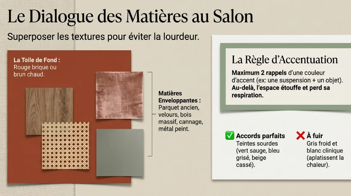 Infographie Salon et salle à manger : la brique comme toile de fond