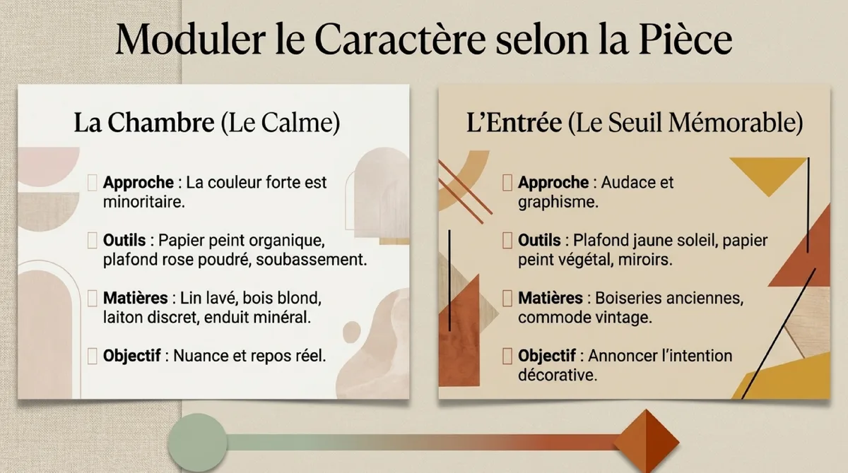 Infographie Chambre et entrée : calmer sans renoncer au caractère