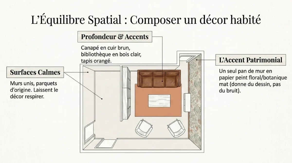 Infographie Bibliothèque, salon et chambres : composer un décor habité
