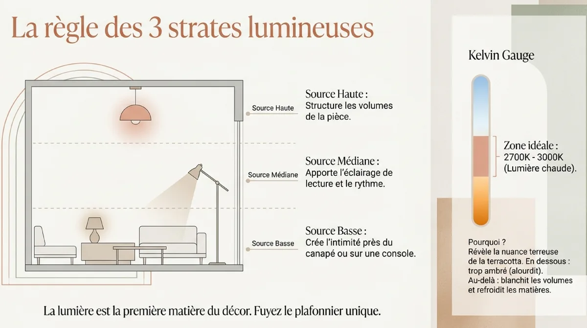 Infographie Repenser la lumière pour réchauffer la terracotta
