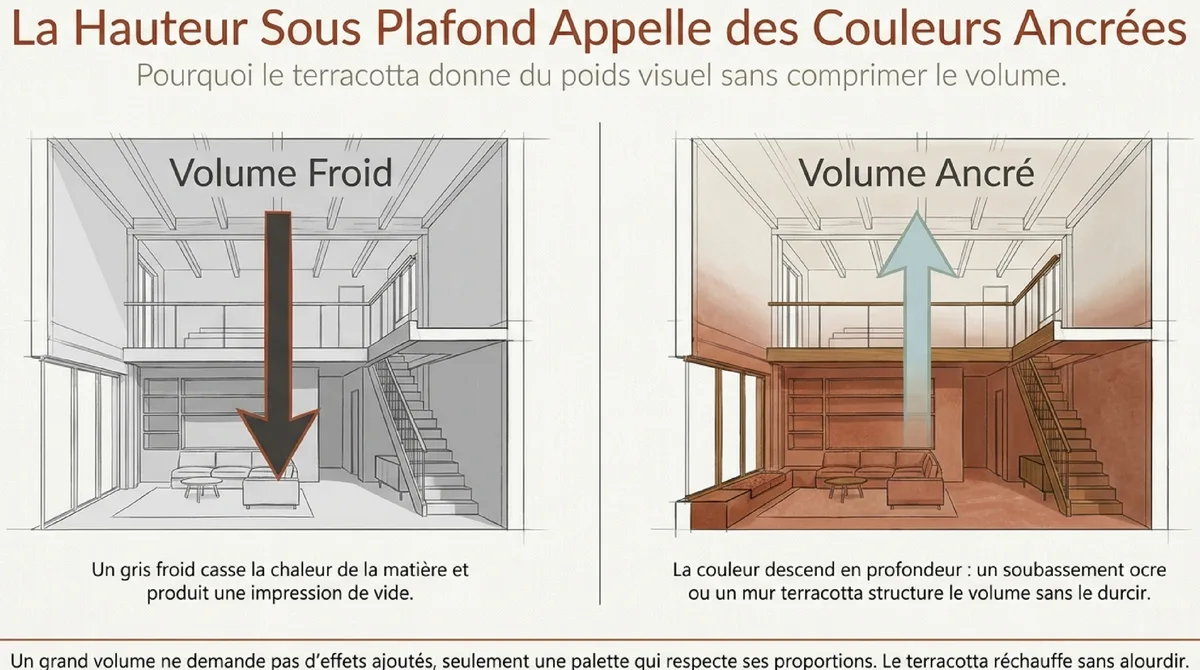 Infographie Pourquoi le duplex terracotta fonctionne si bien dans un volume ancien