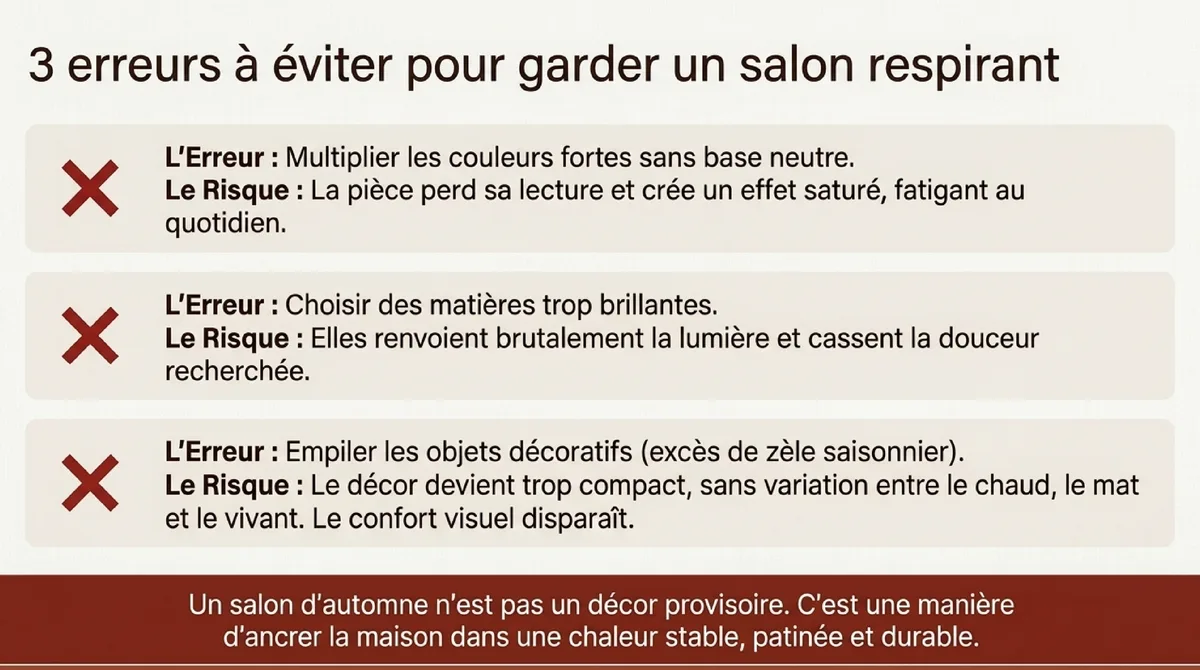 Infographie 3 erreurs à éviter pour garder un salon respirant