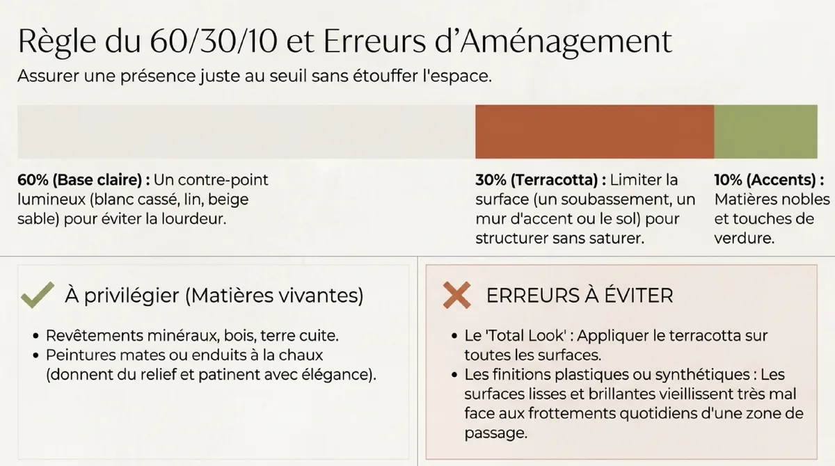 Infographie Trois règles à retenir pour une entrée terracotta