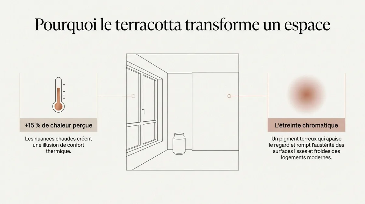 Infographie Peinture terracotta pas cher : nuances, origine et impact psychologique